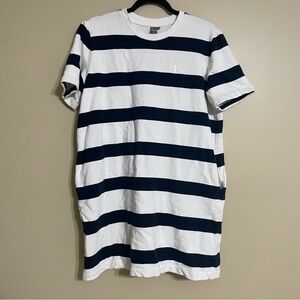 Sweaty Betty Navy and White striped cotton sweatshirt dress size medium